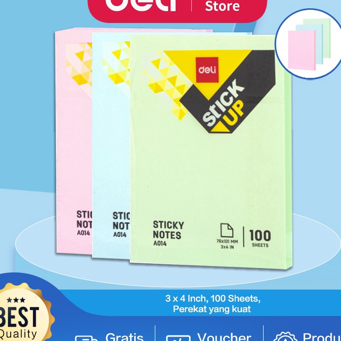 

BIG SALE FASION Deli Memo tempel Sticky Notes 1 Sheets perekat kuat tahan lama warna neon eye catching EA143