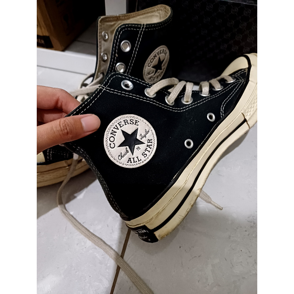 [PRELOVED] Sepatu Converse Chuck 70 - Hi - Black/Black/Egret - 162050C - CON162050C