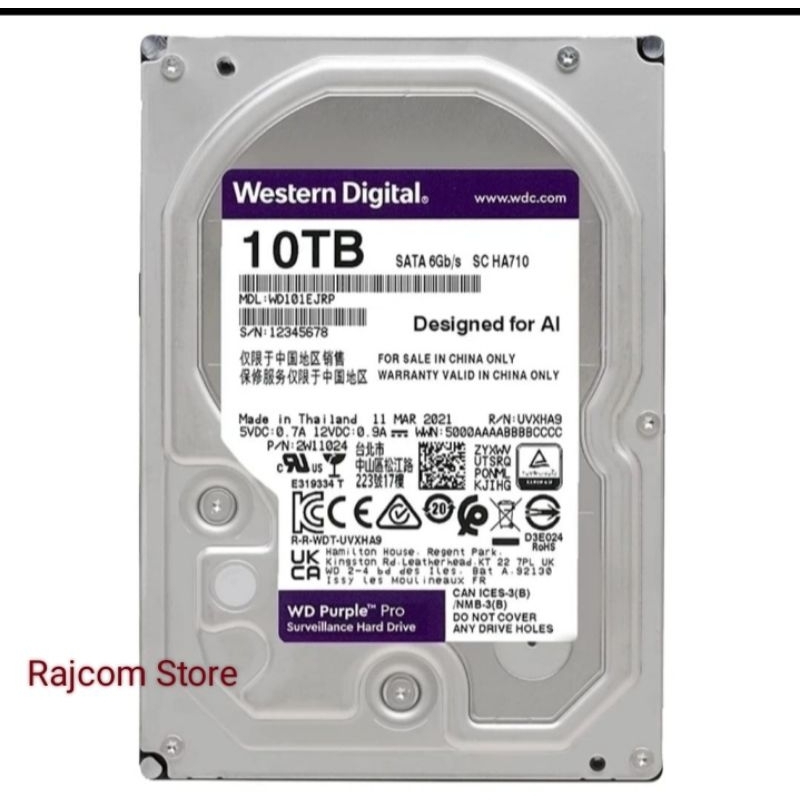 Hardisk 4TB/8TB/10TB WD Purple Surveillance Sata 3.5 HDD For Cctv Dvr New Promo