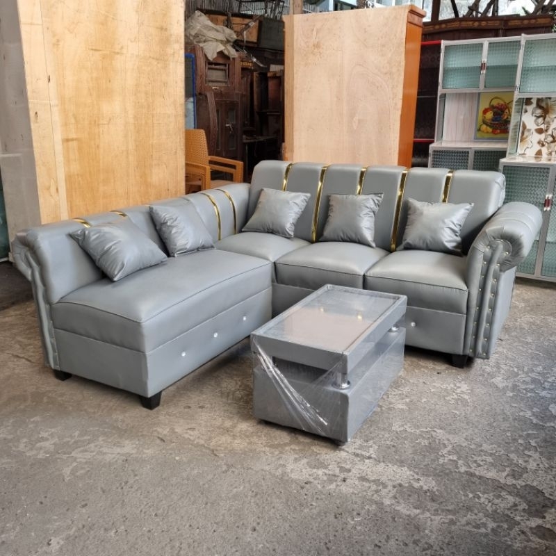 Sofa Minimalis L Putus List Gold Bahan Kalep / Oscar