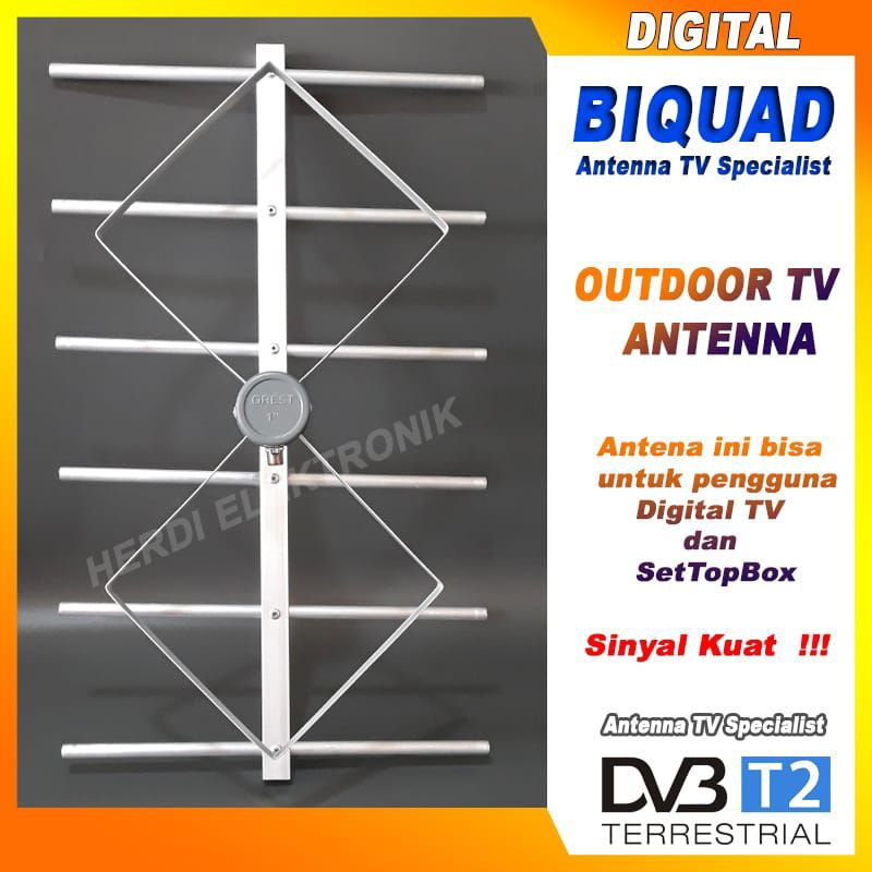 Antena TV Digital Biquad Terastrial DVB-T2