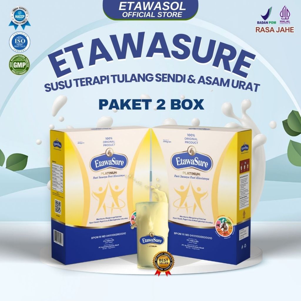 

Paket 2box Etawasure - Susu Bubuk EtawaSure Platinum [BPOM] - Susu tehrapi asam urat dan nyeri sendi - susu etawaplatinum - susu etawaku platinum - susu untuk rematik - susu kambing etawa - etawasure untuk nyeri sendi - etawasure susu tulang sendi