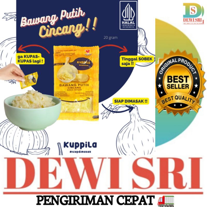 

KUPPILA Sachet 20gr Bawang Putih Cincang Siap Masak.
