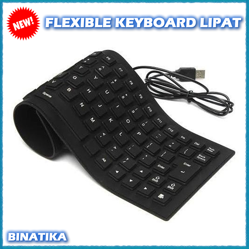 External USB Keyboard Fleksibel Karet Keyboard Laptop Komputer Bisa Lipat Gulung