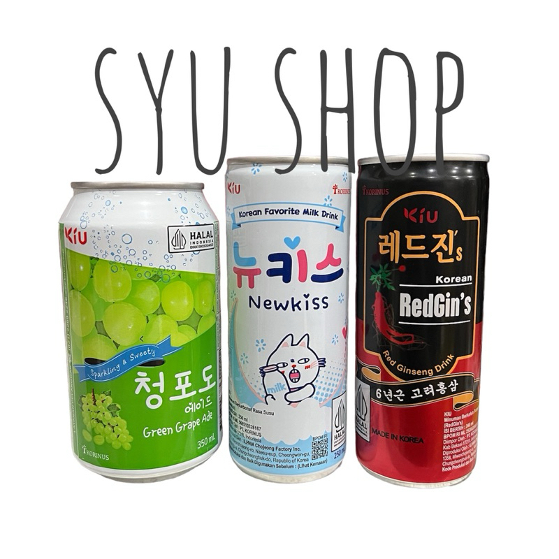 

Korinus kiu korean new kiss sparkling milk soda green grape ade redgins red ginseng drink korea