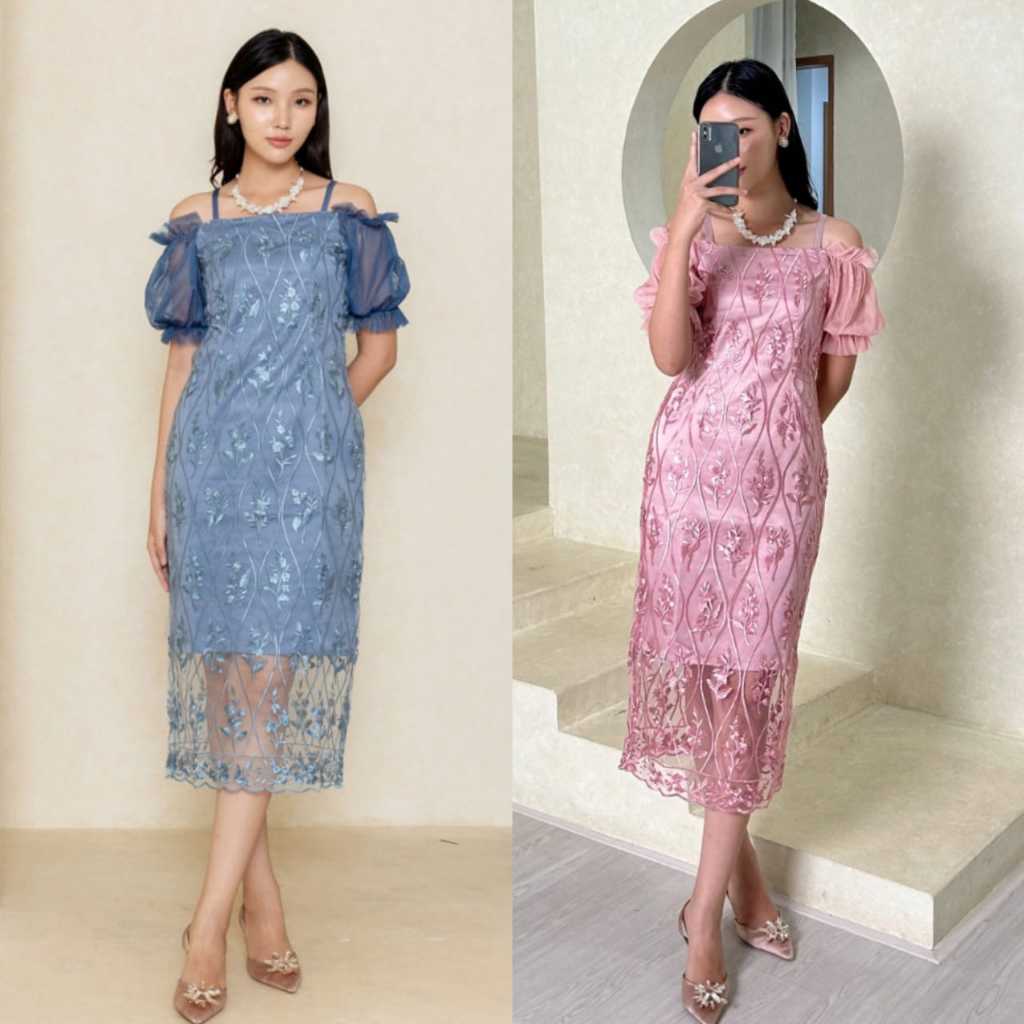 Miss Nomi Beatrice Dress Pesta Mewah Gaun Brokat Kondangan Bridesmaid