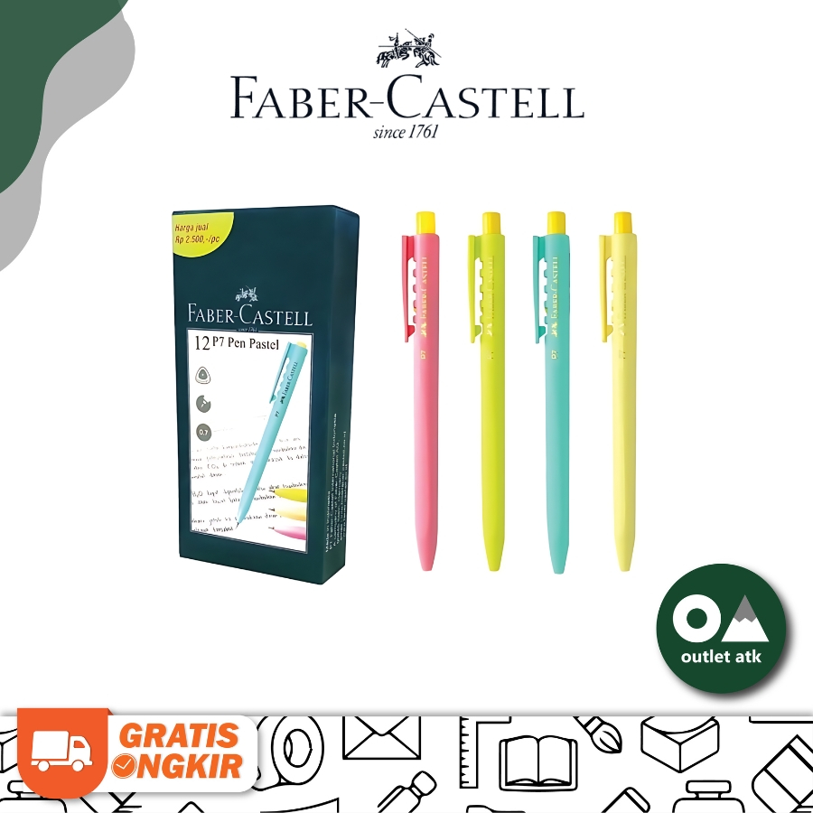 

Pulpen Cetek Hitam Faber Castell P7 Ballpoint Pen Pastel 0.7 Black isi 12