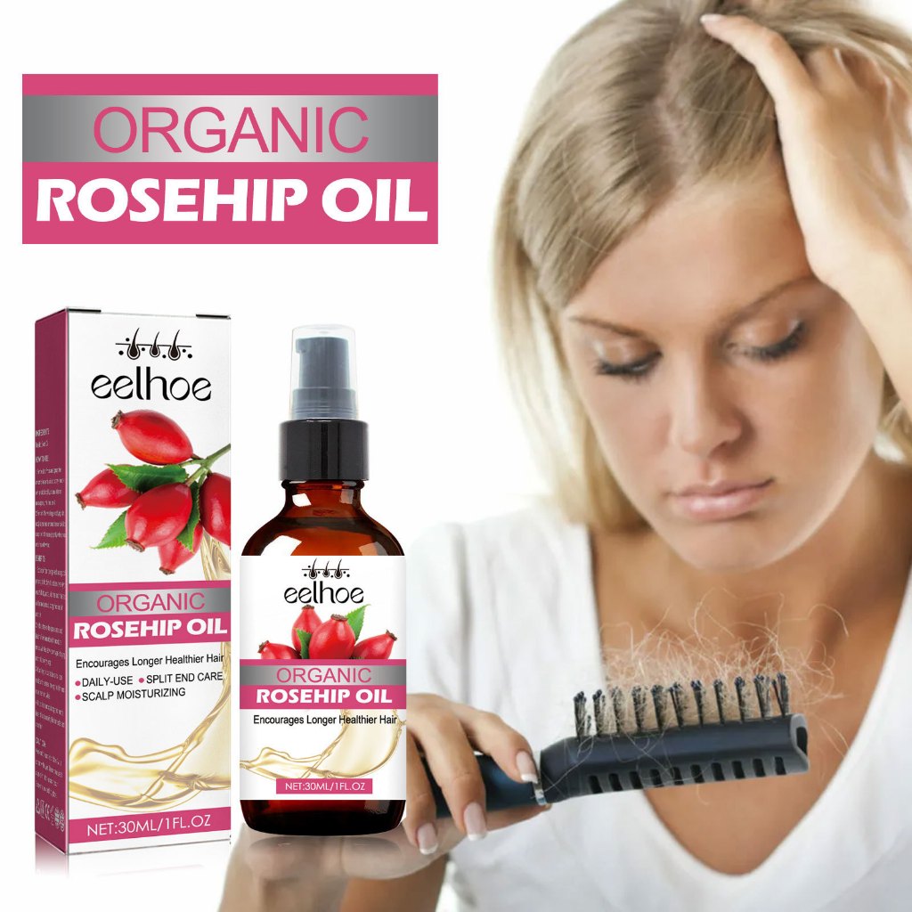 EELHOE Organic Rosehip Oil 30ml Rosehip Hair Oil Anti Rambut Rontok Rosehip Seed Hair Growth Oil