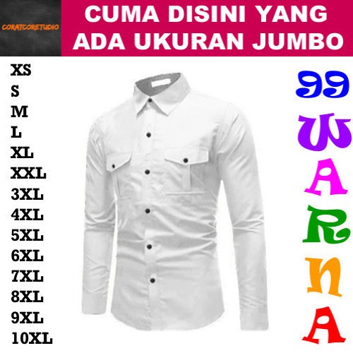 10XL 9XL 8XL 7XL 6XL 5XL 4XL 3XL XXL XL L M S XS Kemeja Pria Hem Cowok Jumbo Big Size Lengan Panjang