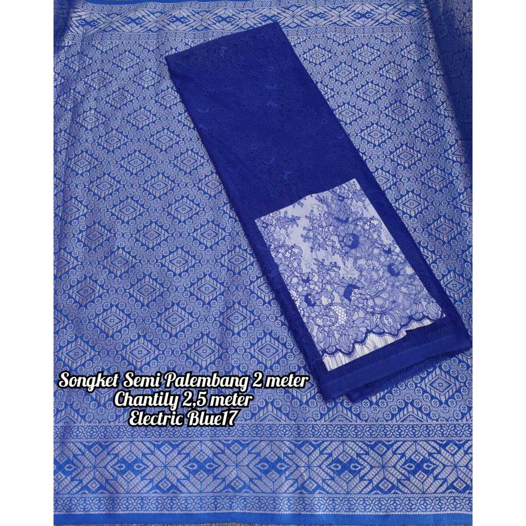 satu set kain brokat chantily dan kain semi songket palembang