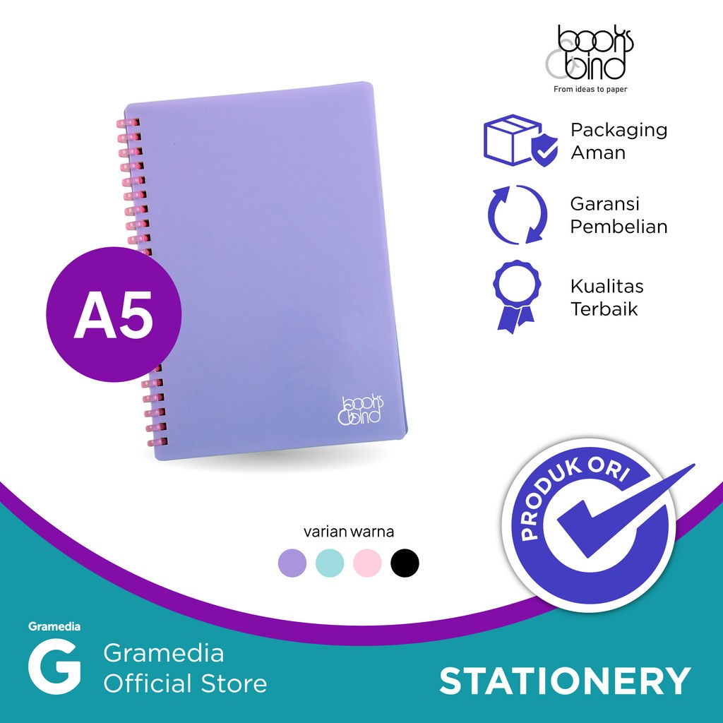 

Gramedia Supratman | Books&Bind Soft Spiral Notebook Pp A5 Purple