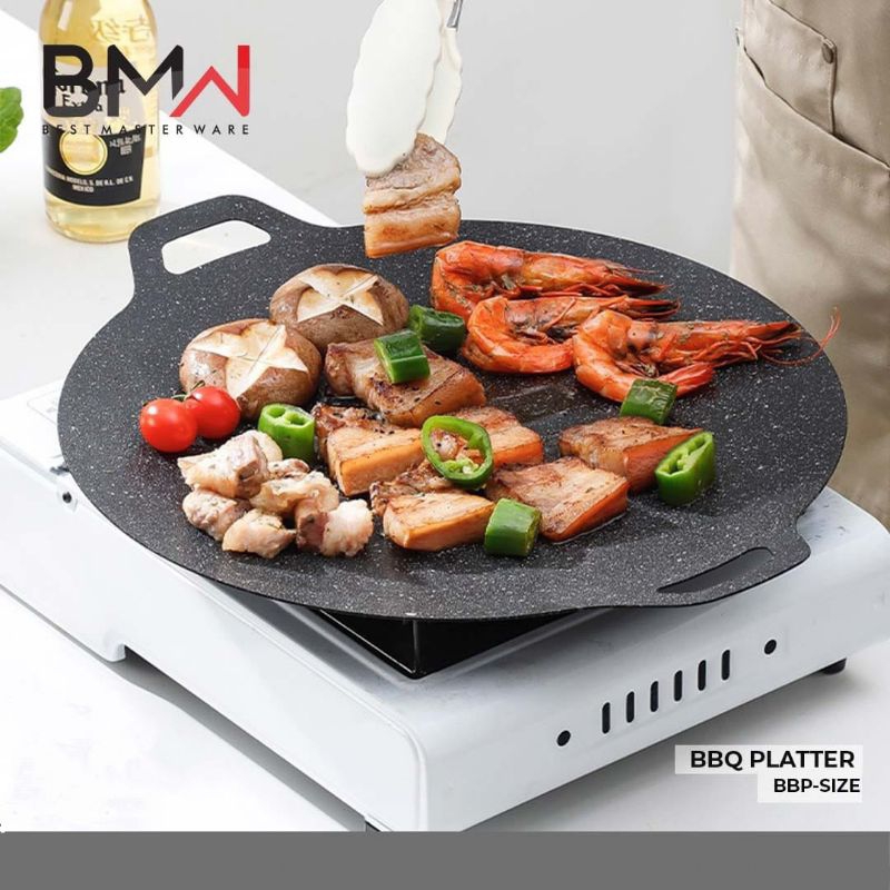 Grill Pan BBQ Daging 30cm/ Grill Pan Marble Korean BBQ/ Grill Pan Daging Seafood Sate
