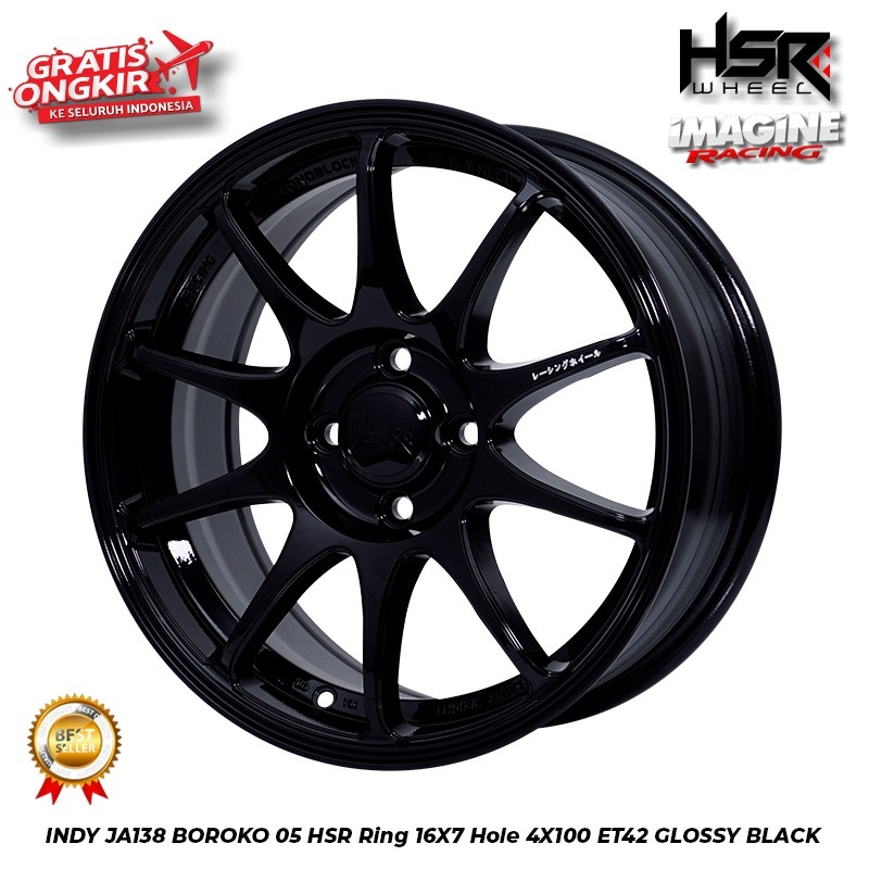 Velg racing mobil ring 16 jazz yaris vios ignis brio pcd 4x100 gsr indy