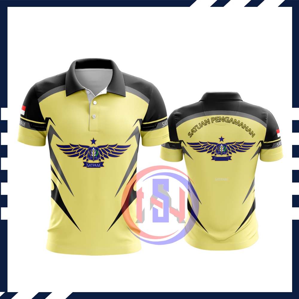 Baju Satpam /Baju Security /Kaos Security Pria lengan panjang /Kaos Jersey Security-Satpam Fullprint