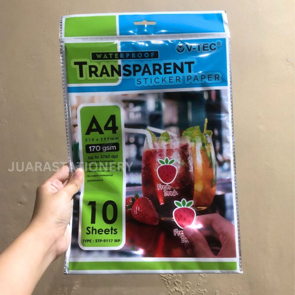 

V-Tec Transparan Sticker Photo Paper Waterproof A4 170gsm (10 Sheet) (261)