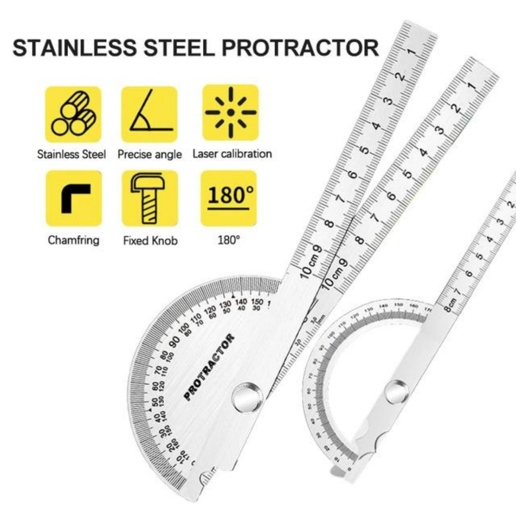 

Penggaris Busur Derajat 180 Derajat Bahan Stainless Steel Sudut Goniometer ALAT UKUR SUDUT