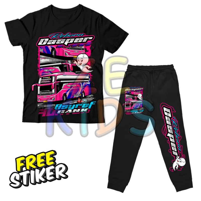 BISA COD FREE NAMA SETELAN KAOS ANAK JOGGER ANAK LAKI LAKI PEREMPUAN LOGO CASPER REBORN BAJU ANAK LO