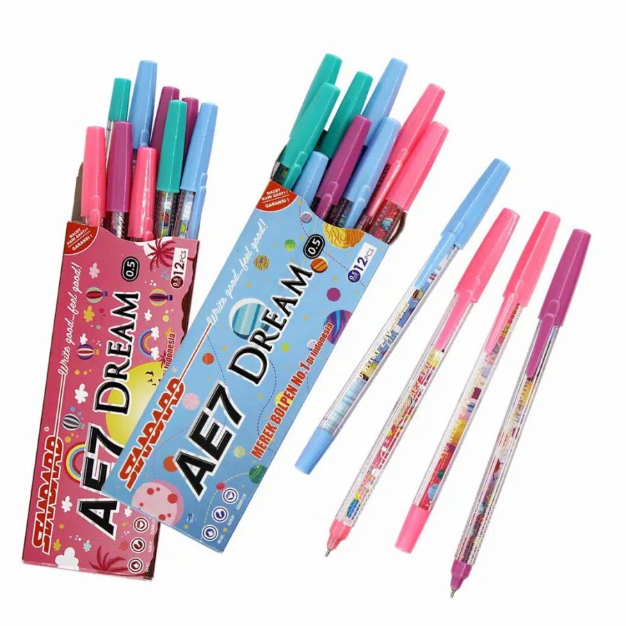 

1 LSN / 12 PCS Pena Ballpen Pulpen STANDARD AE7 DREAM