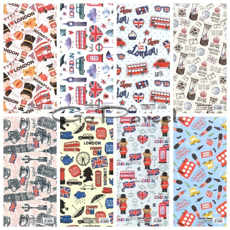 

( 5 Lembar ) LONDON SANWA - KERTAS KADO PARIS - GIFT WRAPPING PAPER SANSAN WAWA VALENTINE