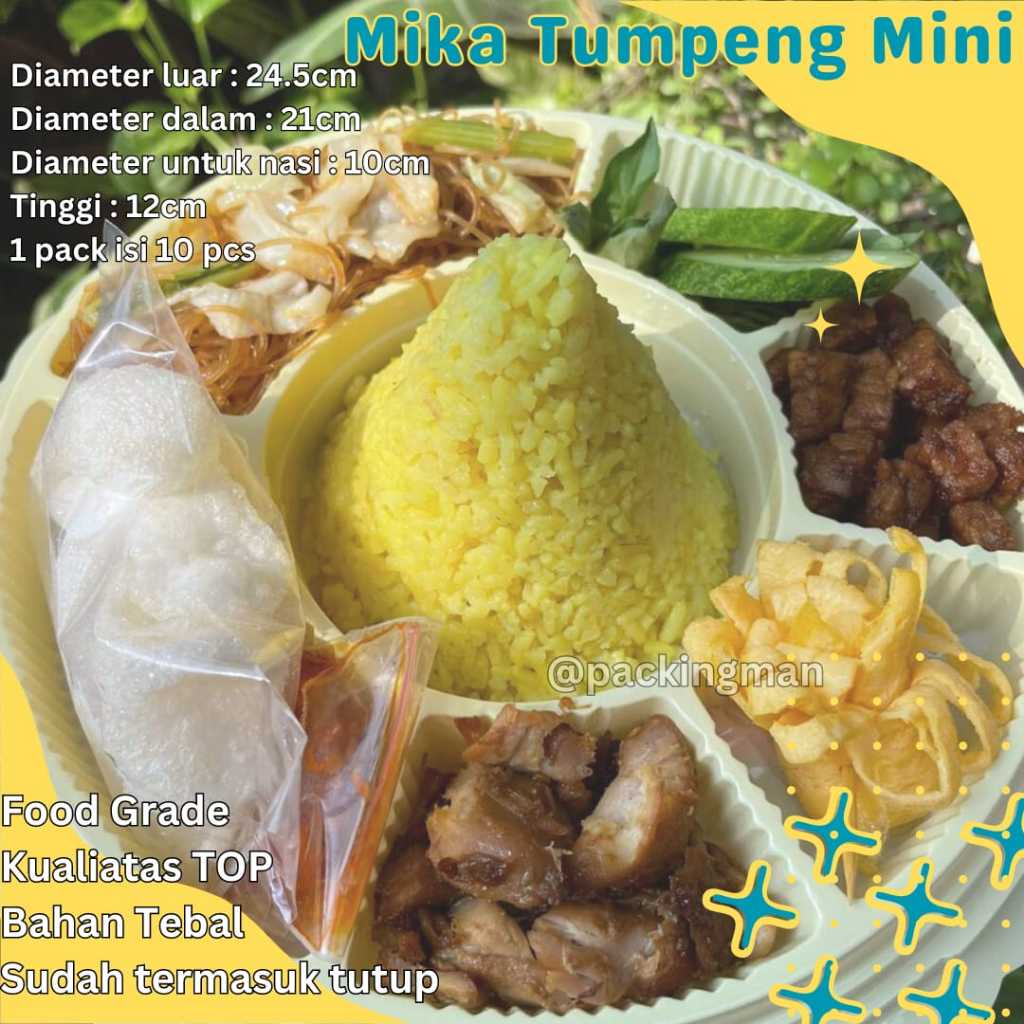 Mika Tumpeng Nasi Mini Sekat 7  | Mika CT-20 Sekat | Tempat Nasi Tumpeng Mini
