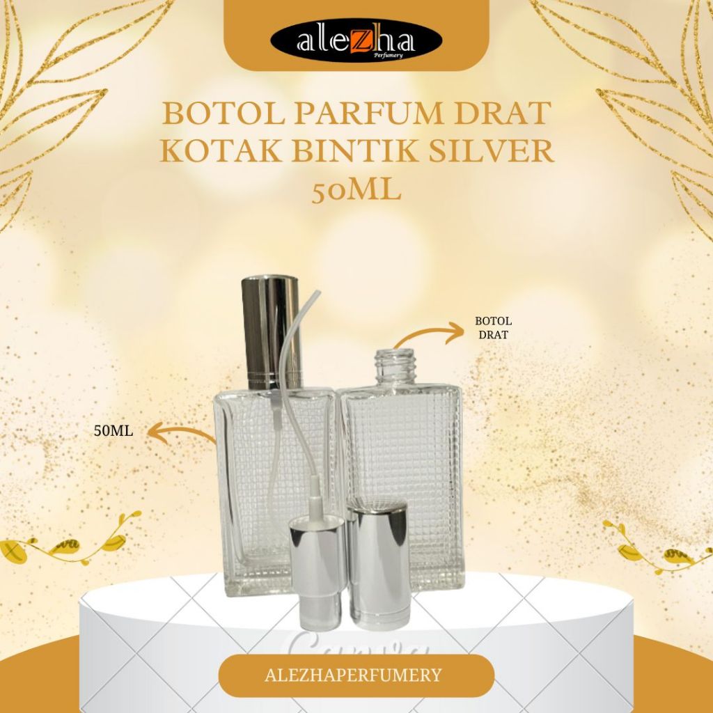 BOTOL PARFUM KOTAK BINTIK SILVER - 50ML - BOTOL PARFUM SPRAY - PERLUSIN
