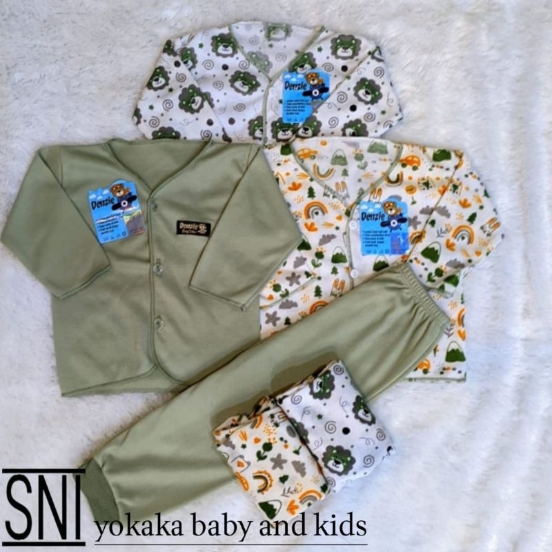 3 steel piama bayi baju bayi seri hijau sage
