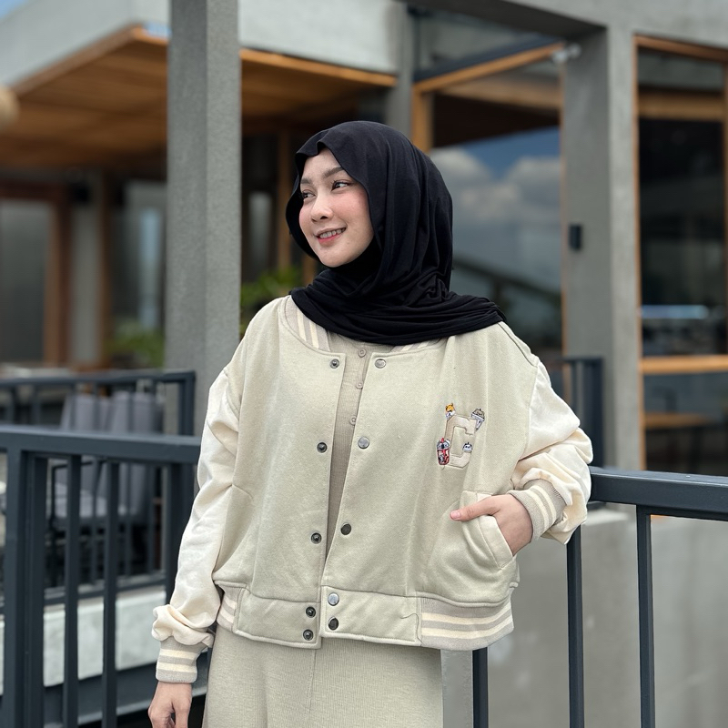 AMERICAN BASEBALL JACKET VARSITY CROP OVERSIZED
