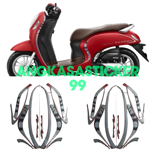 sticker striping body motor scoopy stylish 2020 merah