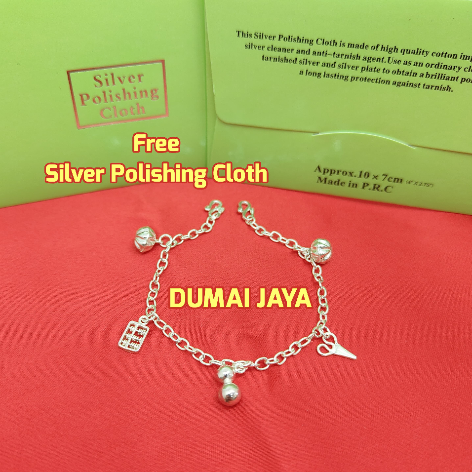 Gelang Kaki Perak Asli Bayi Anak wanita laki-laki model gunting sempoa teko labu 1 lapis anti karat