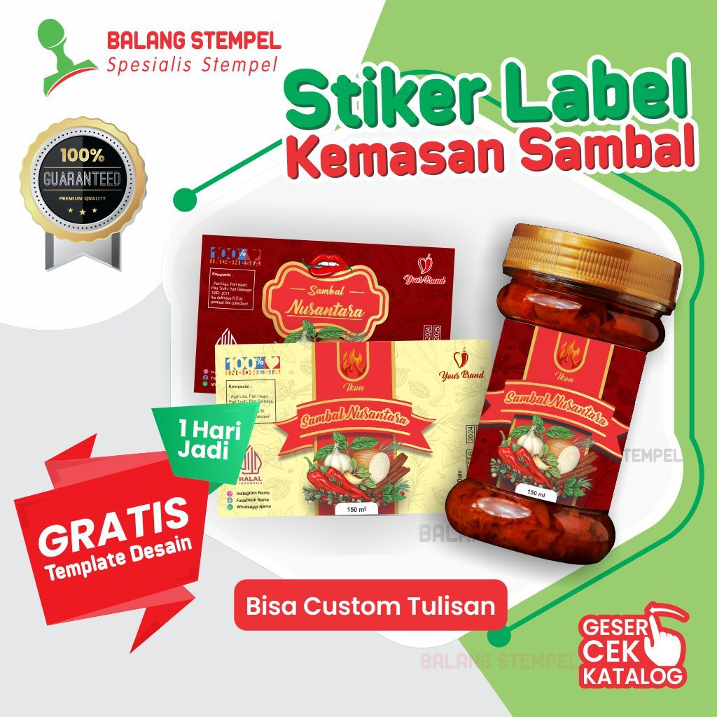 

Cetak Stiker Sambal Print Sticker Satuan label Kemasan produk makanan