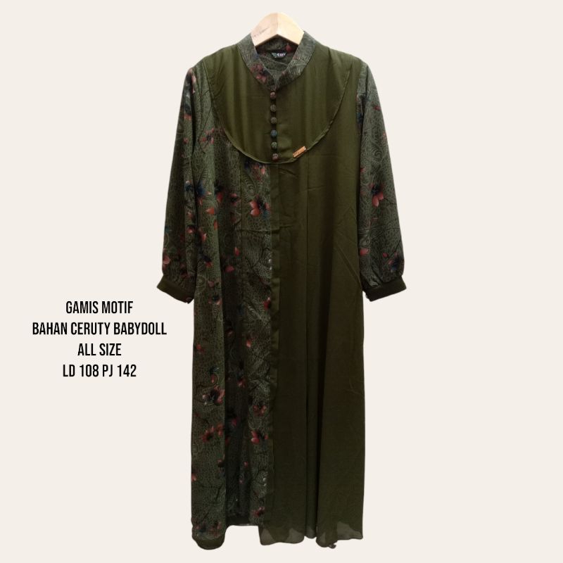 gamis motif bahan ceruty babydoll busui frendly