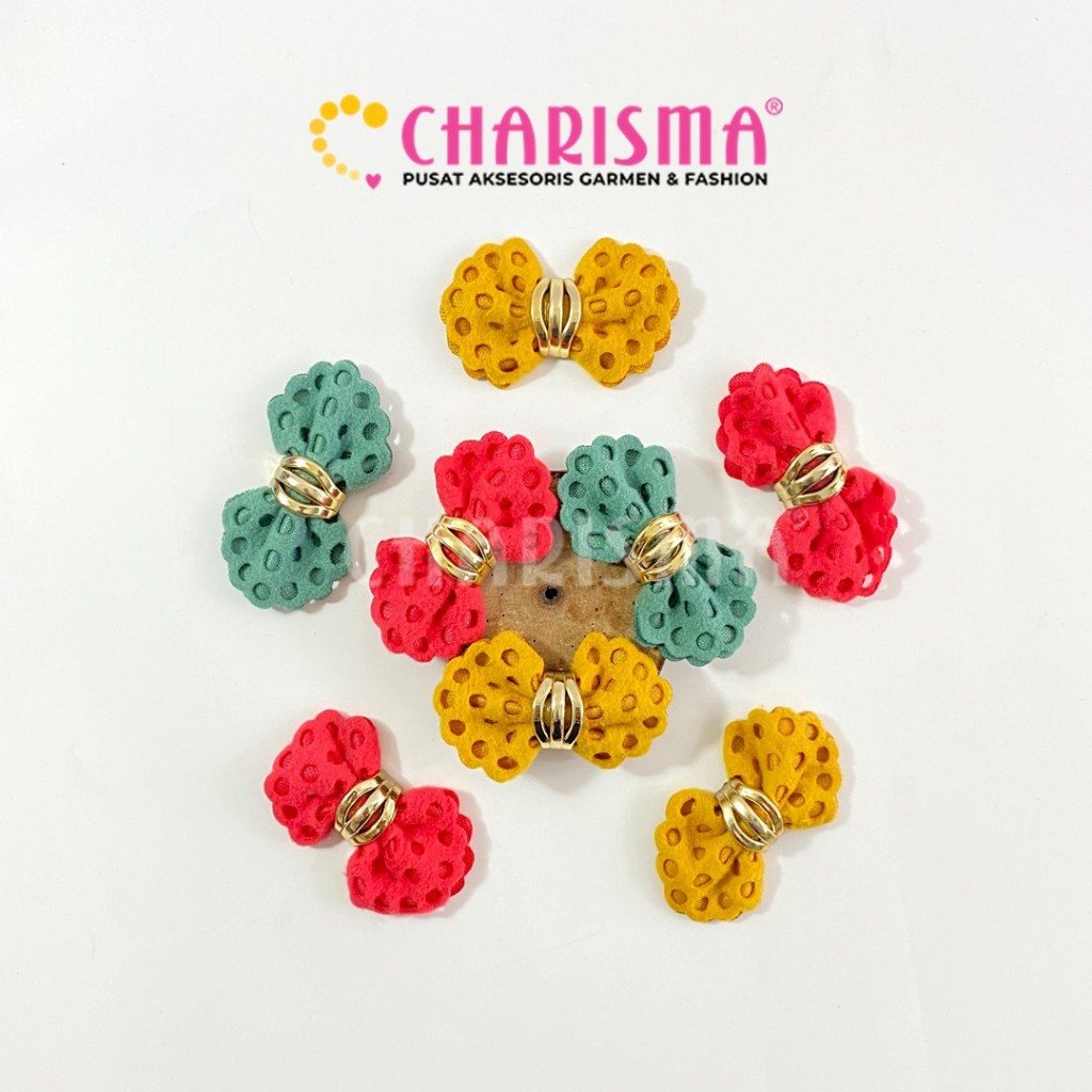 Charisama Aplikasi Pita -  Aksesoris Baju Anak/Baju bayi/Jepitan/Hair Clip/Bandana/ Bentuk Pita/ Aks