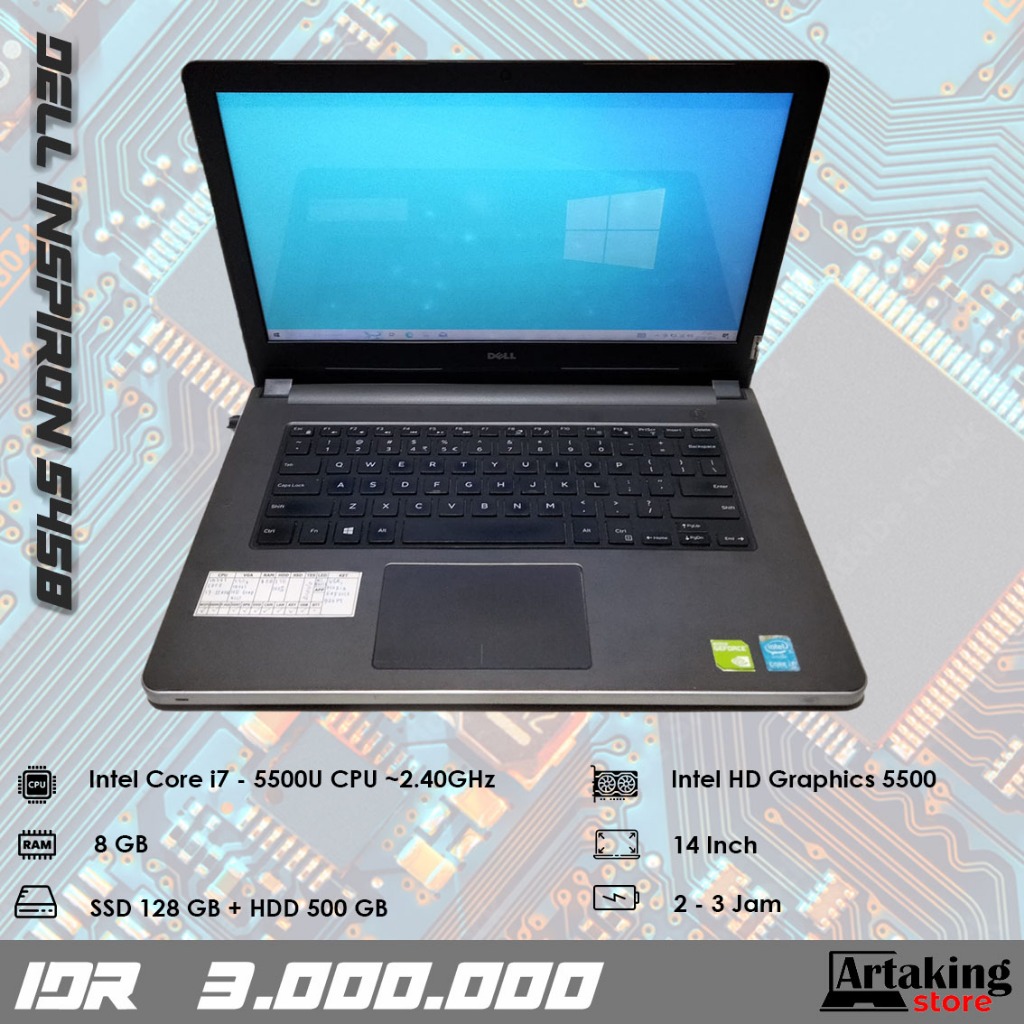 Dell Inspiron 5458 - Core i7 - Gen 5 th - Sudah SSD