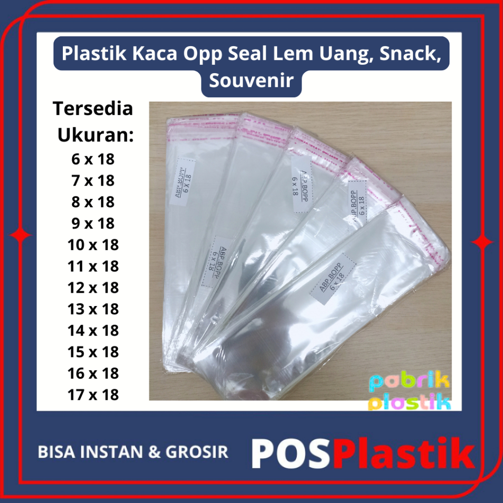 

JKT OPP LEM PLASTIK KACA 6 x 18 7 x 18 8 x 18 9 x 18 10 x 18 11 x 18 12 x 18 13 x 18 14 x 18 15 x 18 16 x 18 17 x 18 Isi 100 Lembar Kualitas TERBAIK ,harga TERMURAH