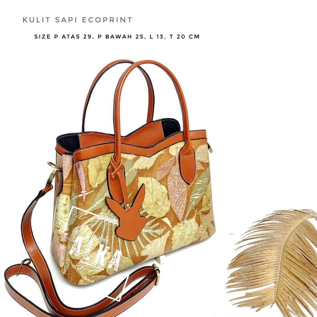 Tas Wanita Perempuan Selempang Bahu Jinjing Slingbag Kulit Asli Garut Ecoprint