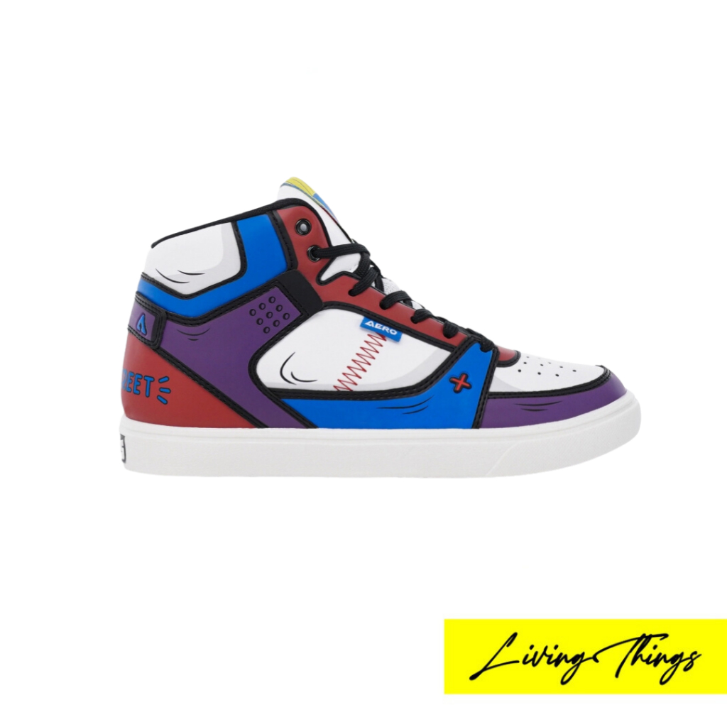 Aerostreet Hoops High 2D Thermochromic Putih Biru Royal Hitam - Sepatu Sneakers Casual