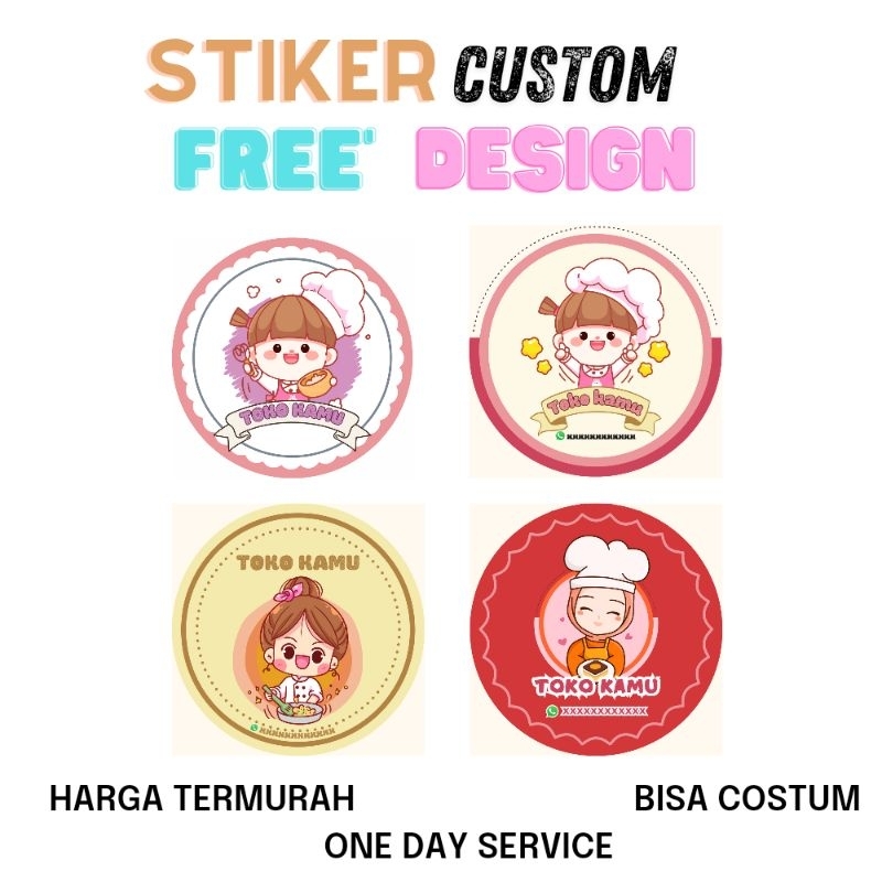 

STIKER BULAT DAN KOTAK+CUTTING A3 FRE DESAIGN GRATIS COSTUM DESIGN STIKER LEBER MAKAN DAN MINUMAN