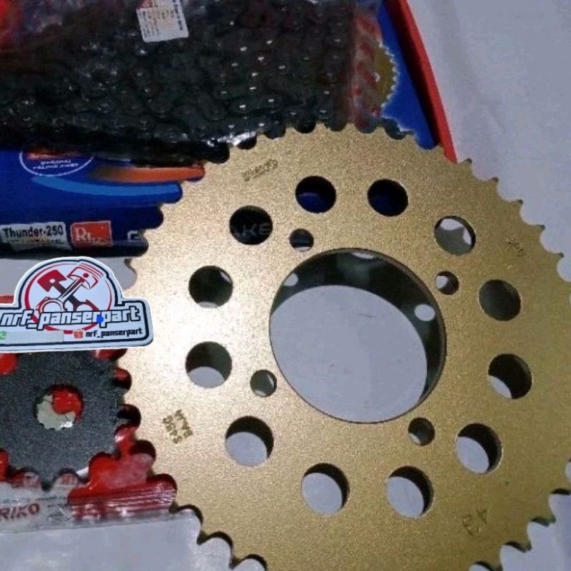 GEARSET RANTE THUNDER 250 GOLD//GIR RANTAI SUZUKI THUNDER 250 520H-116L 13T-43T RIKO