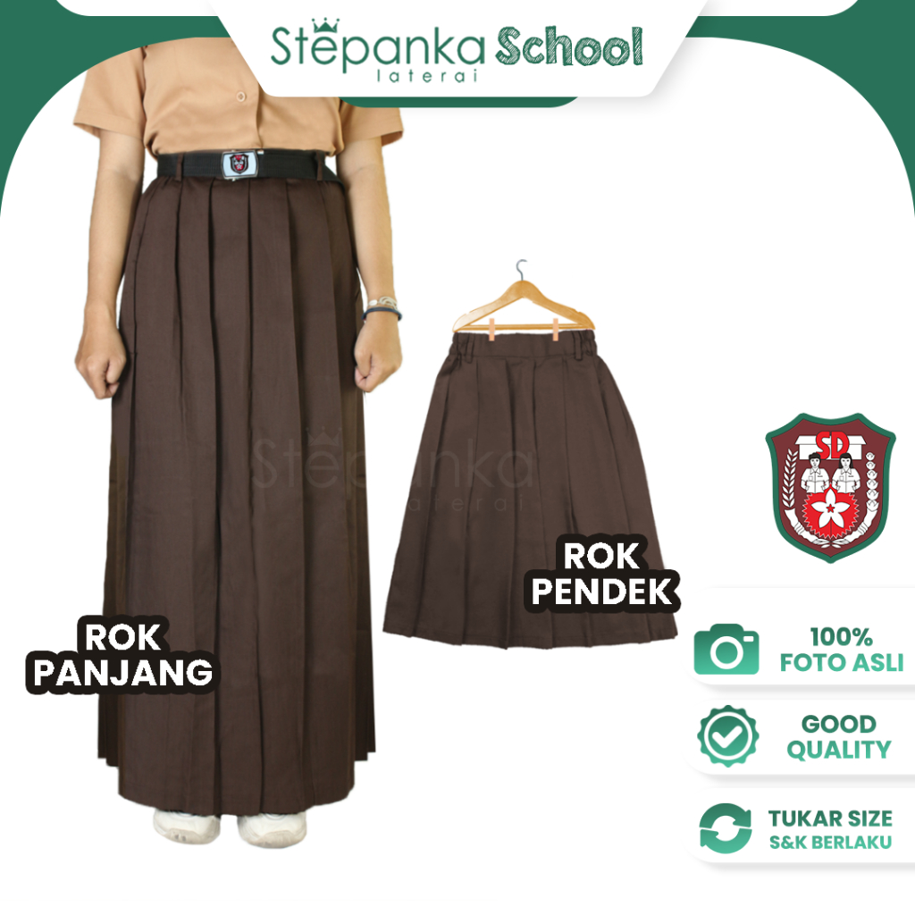Rok pramuka SD / Rok Pramuka Siaga/Seragam Sekolah/Seragam SD/Rok Coklat SD Panjang/Stepanka Laterai