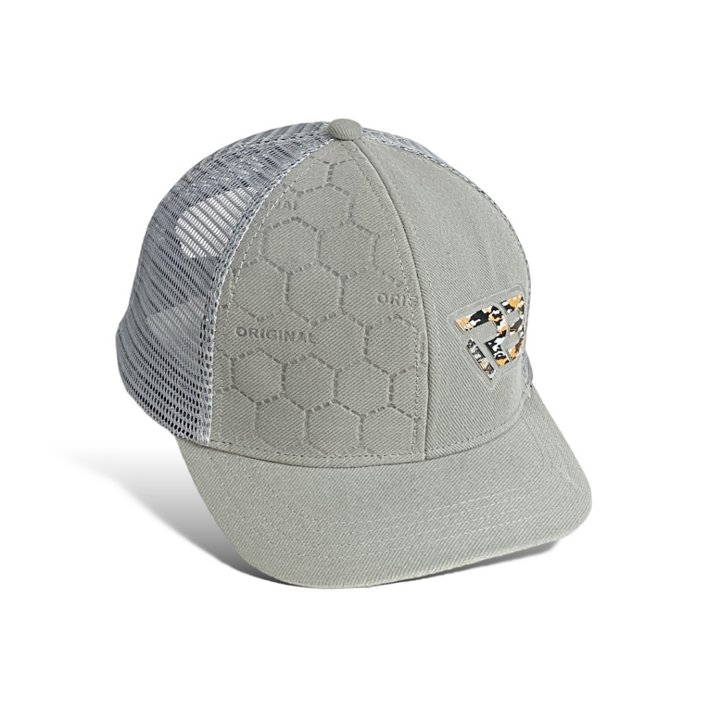 Topi Trucker Jaring Topi Pria Visor Pendek Gray