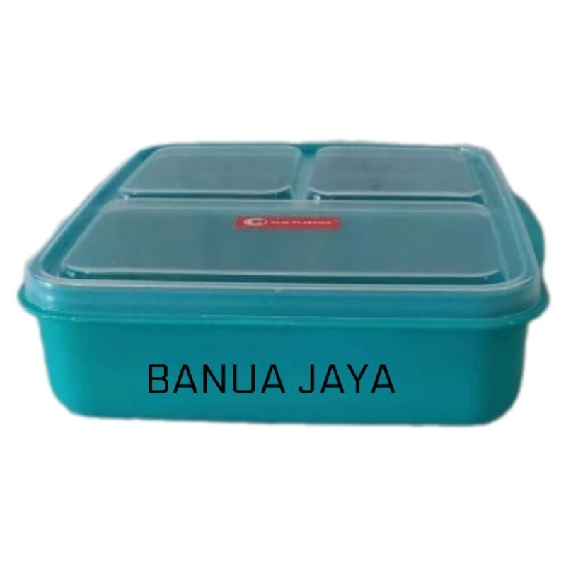 Tempat Makan 3 sekat / Wadah Penyimpanan  Makanan / Kotak Makan Souvenir Ultah