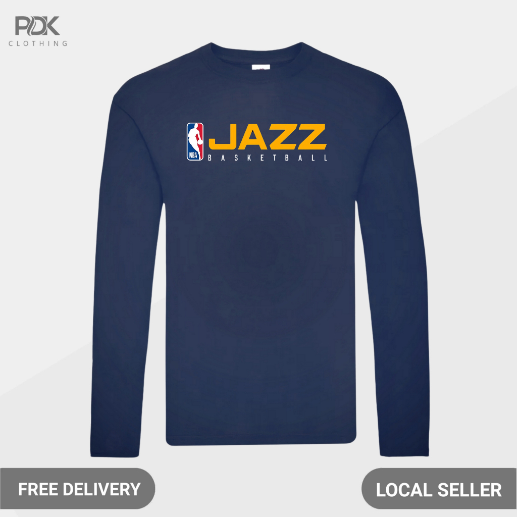 Kaos Pria Baju Lengan Panjang NBA Jazz Basketball