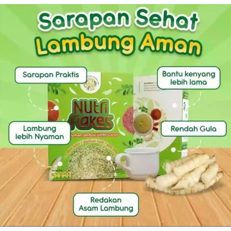 

Nutriflakes Sereal Umbi Garut Asam Lambung Original 5 Box