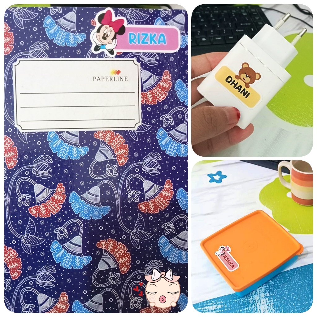

NO MINIMAL ORDER Stiker Label Nama Custom Isi 60 pcs | Stiker Waterproof Anti Air | Stiker Nama Anak Murah Ekonomis