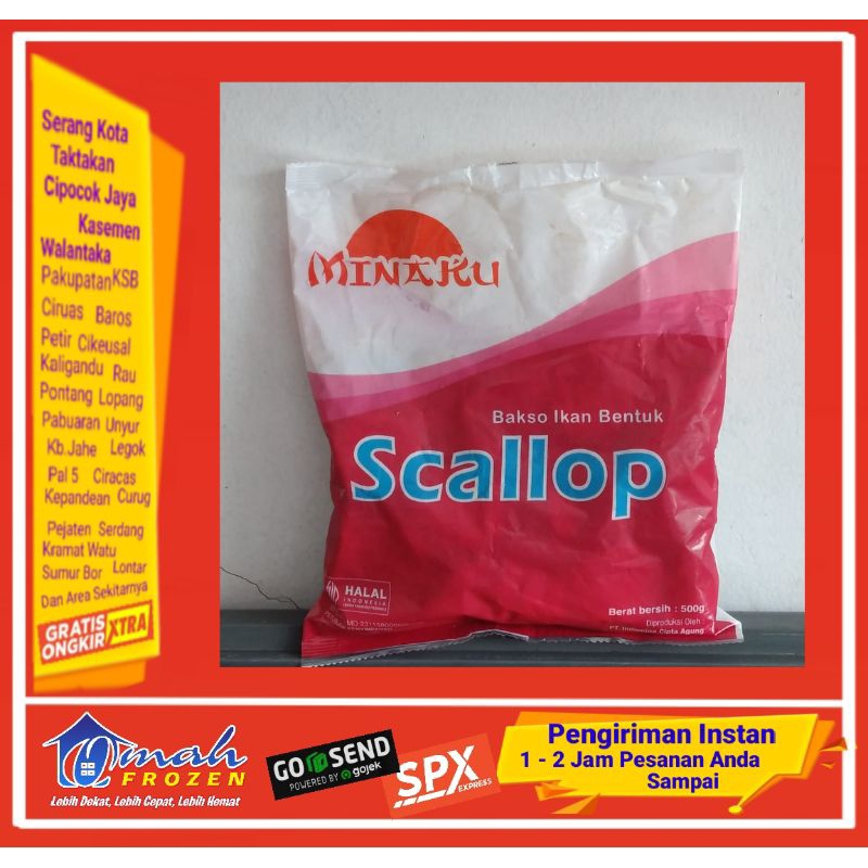 

Minaku Scallop 500gr, bakso ikan scallop,Frozen Serang