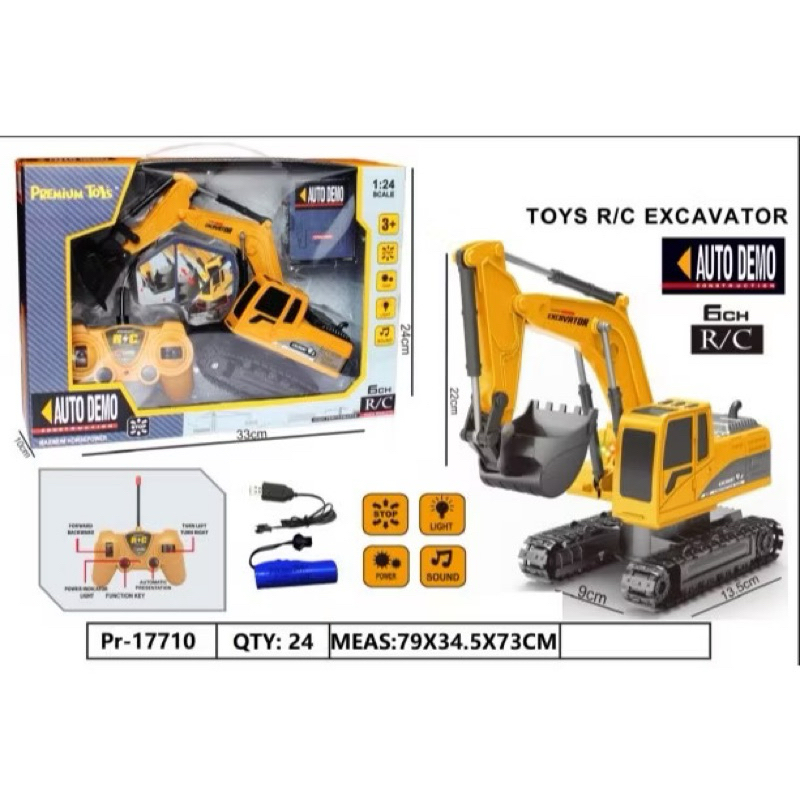 MAINAN RC EXCAVATOR TRUCK KONSTRUKSI BEKO REMOTE CONTROL 1:24 VERSI BARU BATERAI CAS 6 CHANNEL Toys
