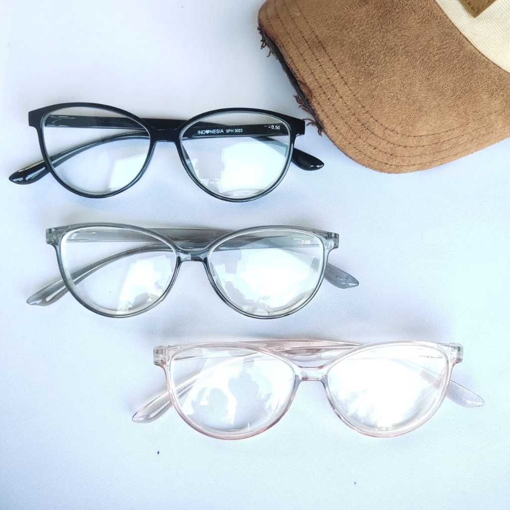 kacamata CAT EYE minus -1,-2,-3,-4, Normal kacamata wanita pria trendi viral