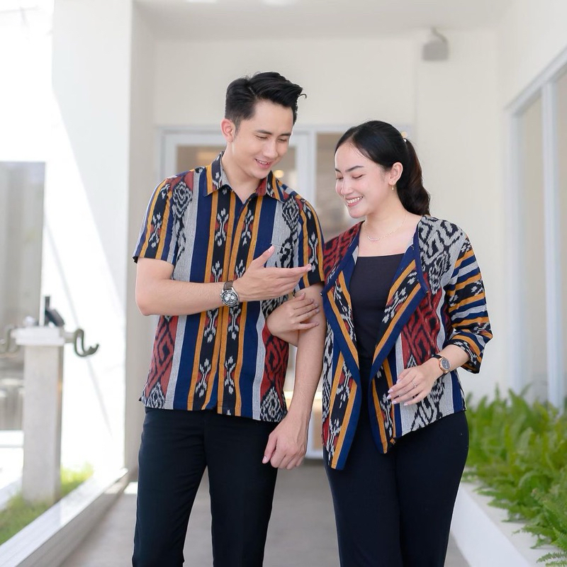 Baju Tenun Lengan Pendek Motif NTT Baju Kantor/Baju pesta