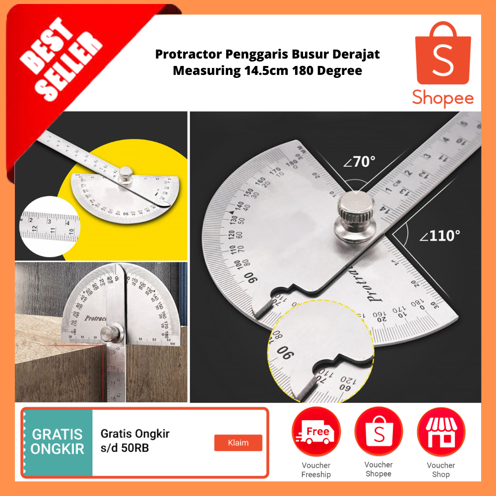 

Penggaris Busur Derajat Measuring 14.5cm 180 Degree / Alat Pertukangan Pengukur Sudut Derajat Rotasi