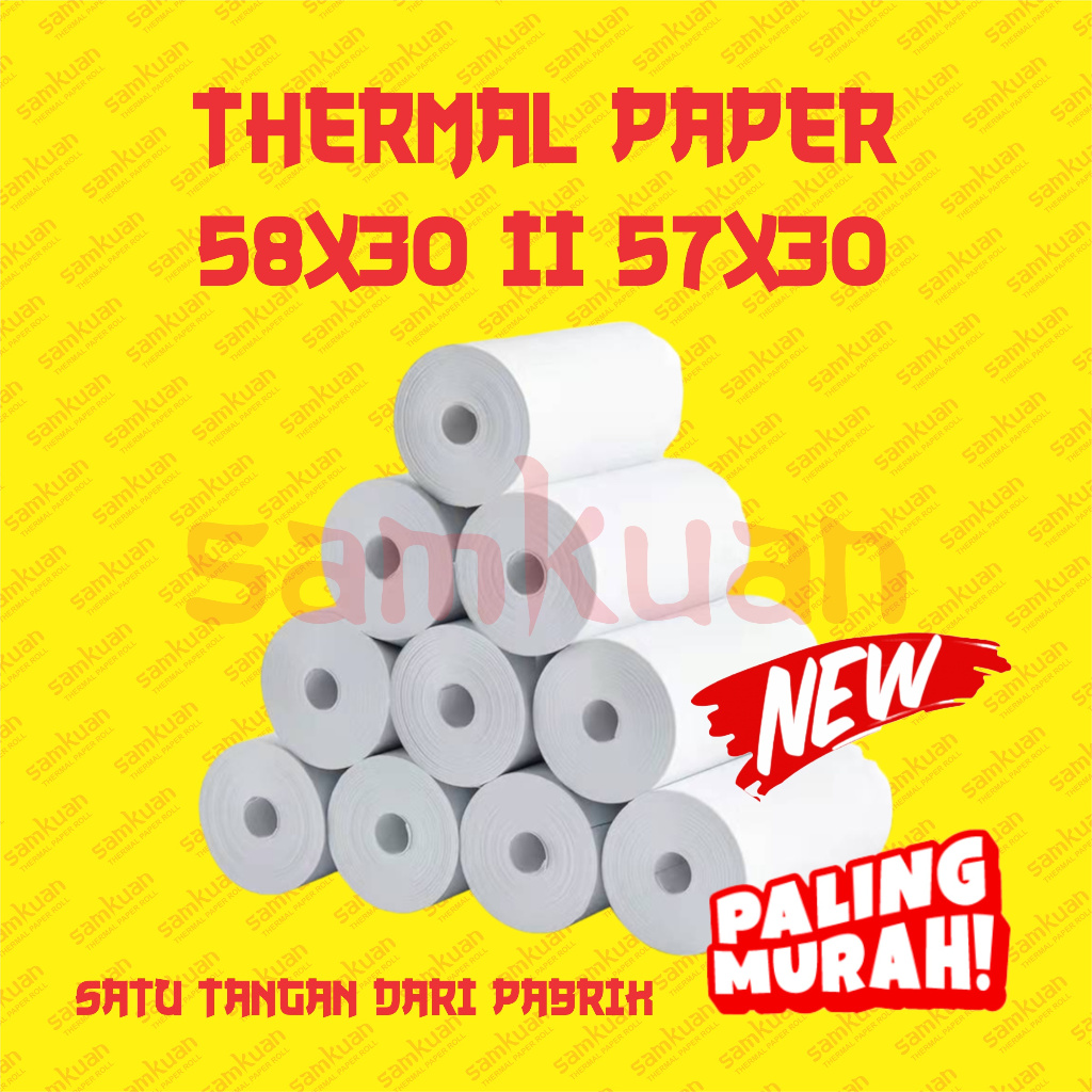 

KERTAS STRUK THERMAL PAPER ROLL 57x30 58x30 TERMAL EDC THERMAL PRINTER MINI BLUETOOTH 58MM CORELESS